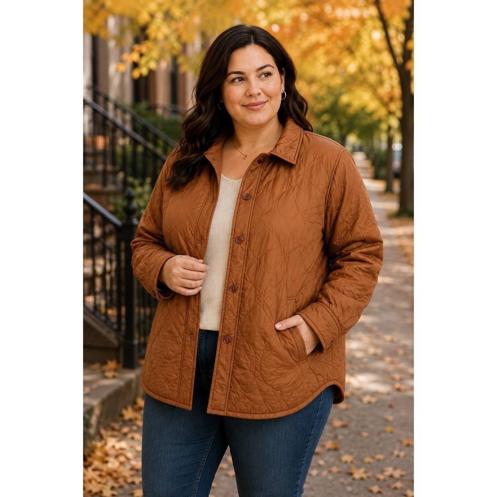 Madewell Airpuff Shirt Jacket 1X Warm Coffee Brown Quilted Puffer Shacket
